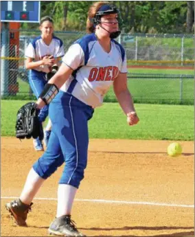  ?? KYLE MENNIG — ONEIDA DAILY DISPATCH ?? Oneida pitcher Kylie Chesebro throws to a Proctor batter.