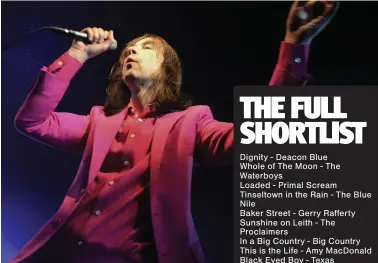  ??  ?? Primal Scream are among the acts to have made a shortlist for Scotland’s favourite song