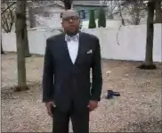  ?? IMAGE FROM SCREENSHOT ?? The Rev. Vernon Ross Jr., pastor of Bethel Community Church of Pottstown, prayed at the tree park at the corner of Beech and North Charlotte streets.