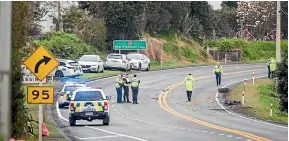  ?? SIMON O’CONNOR/STUFF ?? A fatal car crash on State Highway 3 near Big Jims Hill, near Waitara. Eleven people have been killed on the highway since 2015.