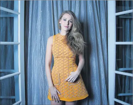  ?? Katie Falkenberg Los Angeles Times ?? BLAKE LIVELY has been promoting the new movie “The Age of Adaline” while maintainin­g a website and raising a 4-month-old.