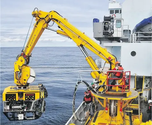  ?? OCEANA CANADA- RAY MORGAN / THE CANADIAN PRESS ?? The ROPOS (Remotely Operated Platform for Ocean Sciences) underwater robot that can collect samples and scientific data as well as high definition video is part of an expedition exploring the Gulf of St. Lawrence