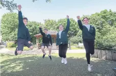  ?? ?? Toby, Baily, Jessica and Neve celebrate the Ofsted rating