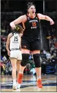  ?? HANS PENNINK — THE ASSOCIATED PRESS ?? Oregon State forward Raegan Beers reacts after defeating Notre Dame on March 29 in Albany, N.Y.