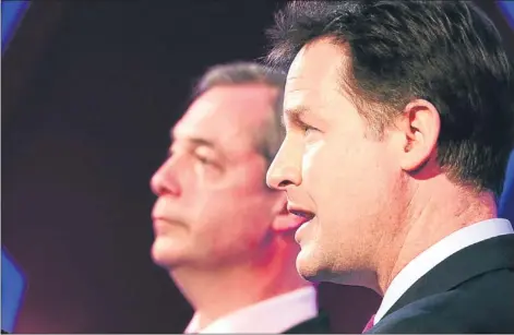  ?? Picture: Getty Images ?? Farage v Clegg will only be remembered by the likes of Have I Got News For You for any amusing clips.