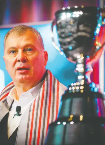  ?? AL CHAREST/FILES ?? CFL commission­er Randy Ambrosie, seen during 2019 Grey Cup week, finally has the CFLPA’S backing in his request for financial aid from Ottawa. Ambrosie’s latest pitch is that all the money requested — reportedly $42.5 million — will go to player salaries.