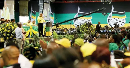  ?? Picture: MOTSHWARI MOFOKENG/AFRICAN NEWS AGENCY/ANA ?? QUO VADIS: Outgoing ANC president Jacob Zuma addresses delegates at Nasrec at the party’s 54th national conference. The incoming president of the governing party faces a tough task, says the writer.