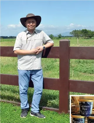  ??  ?? farming out Paco Magsaysay at his family’s dairy farm in Laguna; (inset) Tubs of Carmen’s Best ice cream