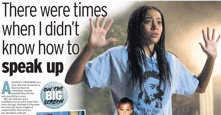  ??  ?? Starr Carter, left, (played by Amandla Stenberg, right) is a teenager trapped between two worlds- one of white, privilege and the reality of being black and poor in modernday America