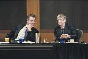  ?? Nicholas Agro Los Angeles Times ?? GOV.-ELECT Gavin Newsom and UC President Janet Napolitano at a meeting at UCLA in September. With a new spending blueprint, regents say their hope is to reignite the “California Dream” for the next generation.