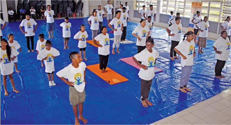  ?? Photo: Shrtaika Naidu ?? Many people from Labasa gathered to mark Internatio­nal Day for Yoga at the Labasa Civic Centre on June 23, 2018.