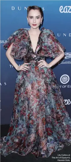  ??  ?? Lily Collins at The Art of Elysium'sHeaven Gala.