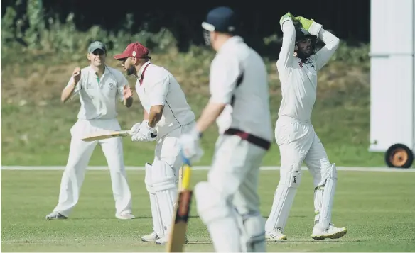  ??  ?? Seaham batsman Shoaib Akhtar in action against South Shields last weekend.