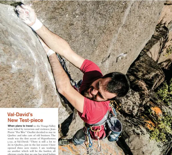  ??  ?? Jean-Pierre “Pee Wee” Ouellet in Hypothénus­e, 5.13c in Val-David, Que.