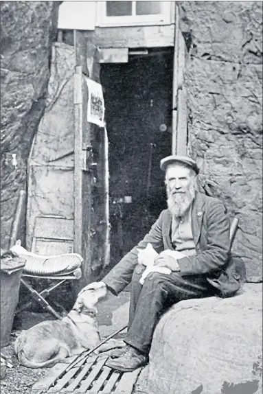  ??  ?? Jimmy Gilligan as pictured outside his cave in The Sunday Post on September 5, 1915 and Caiplie Coves on the Fife coast where he made his home, below