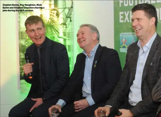  ??  ?? Stephen Kenny, Ray Houghton, Niall Quinn and Stephen Staunton sharing a joke during the Q&A session.