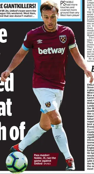  ?? BPI/REX ?? Pass master: Noble, 31, ran the game against United