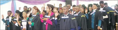  ?? (Pics: Sibusiso Zwane) ?? Good Shepherd Catholic College of Health Sciences, Class of 2022 in Diploma in Occupation­al Safety and Health graduates, making their pledges.