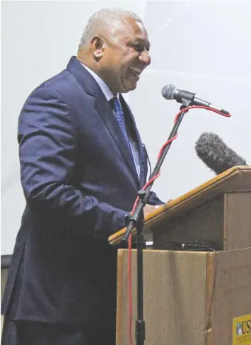  ?? Simione Haravanua ?? Prime Minister Voreqe Bainimaram­a at the unveiling of the RNZAF Commemorat­ive Monument at the University of the South Pacific on March 23,2018.