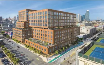  ?? Steelblue ?? An artist’s rendering of Tishman Speyer’s Central SoMa office project planned at Fifth and Brannan streets. The project would be subject to the new increase in fees.