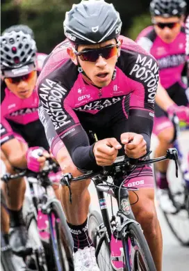  ?? FOTO TEAM MANZANA ?? Sebastián Molano, corredor que demuestra que puede darle más alegrías al país, ahora en la élite del pedal.