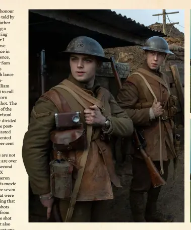  ??  ?? Above: Lance corporals Tom Blake (Dean-charles Chapman) and William Schofield (George Mackay)