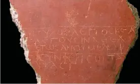  ?? Photograph: José Miguel Noguera Celdrán ?? The poem written in a graffito from Cartagena, Spain in the second to third century.