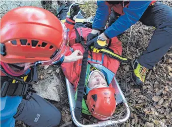  ?? FOTO: PATRICK SEEGER/ DPA ?? Was macht eigentlich die Bergwacht? Solche Fragen werden beim DRK-Aktionstag am Sonntag beantworte­t.