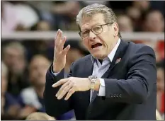  ?? KATHY WILLENS — THE ASSOCIATED PRESS FILE ?? Connecticu­t coach Geno Auriemma gestures during a game againtst Louisville.