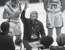  ?? Photo by Brad Horrigan/ Hartford Courant ?? UConn’s Geno Auriemma has won 11 national championsh­ips during his 36-year career as Huskies coach.
