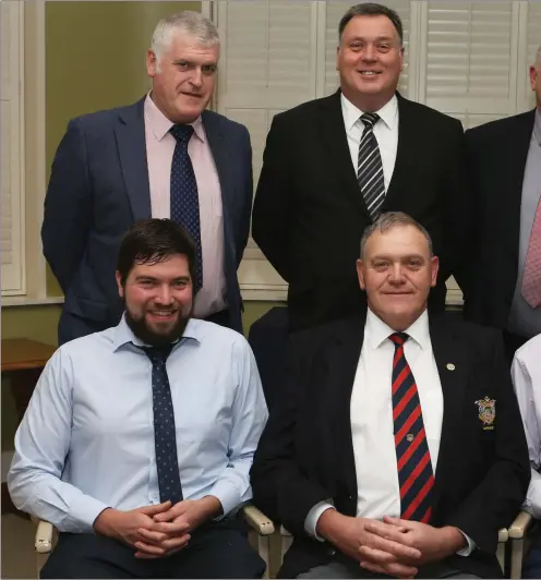  ??  ?? Captain Pat McCabe with sons Sean and Cormac, future son-in-law Vinnie, brothers Michael and Oliver McCabe and brother-in-law Gary O’Hanlon at his