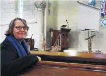  ?? PHOTO: DANIEL BIRCHFIELD ?? Differing views . . . St Luke’s Church vicar the Rev Andrea McDougall at the church, where discussion­s have been held about the possible relocation of its pulpit and several pews.