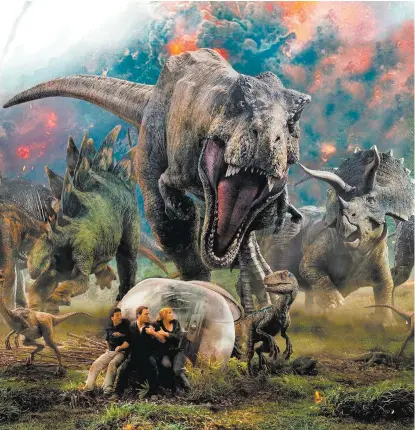  ??  ?? En la trama, un volcán amenaza la vida de los dinosaurio­s en la isla Nublar.