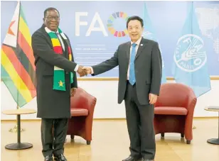  ?? ?? President Mnangagwa held a meeting with Dr Qu Dongyu, the director-general of the Food and Agricultur­e Organisati­on (FAO) recently