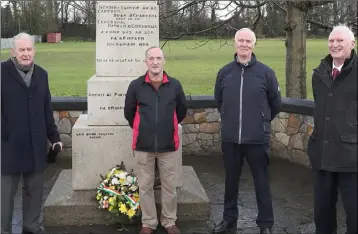  ??  ?? Committee at the memorial - Sean King, David Higgins, Brendan Gillespie and Fintan Malone.