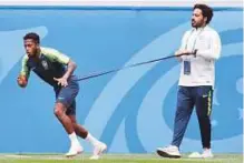  ?? AFP ?? Brazil midfielder Fred in training in Saint Petersburg ahead of the World Cup Group E match against Costa Rica.