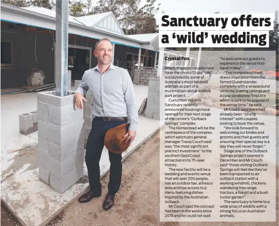  ?? ?? General manager Travis Couch in front of the near-finished Homestead venue. Picture: Glenn Hampson