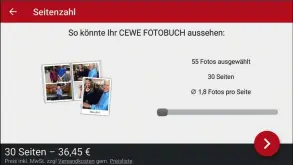  ??  ?? Übersicht: Die App meldet sofort Seitenzahl und Preis. Per Schiebereg­ler können Sie die gewünschte Zahl der Seiten verändern.