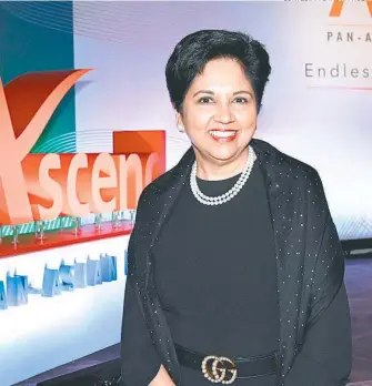  ?? CORTESÍA: FB INDRA NOOYI ?? La empresaria resaltó el papel que tienen las mujeres en la era post Covid-19