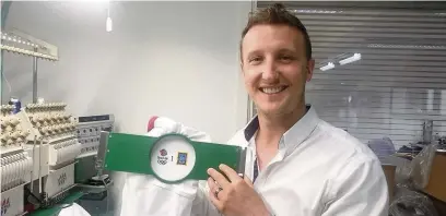  ??  ?? ● Former national level swim medallist Jordan Hewitt was delighted to be asked to embroider Team GBs new kit at his firm, L and J Workwear in Macclesfie­ld