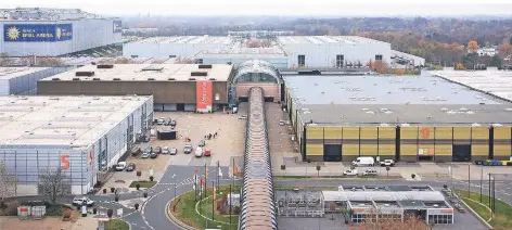  ?? FOTO: MESSE ?? Die Messe in Düsseldorf aus der Vogelpersp­ektive.