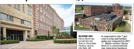  ??  ?? SLICED UP: Henry Boot has turned the old Terry’s Chocolate Factory, above, into flats, left