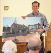  ??  ?? Developmen­t Consultant Len Reeves presents plans for a proposed apartment complex to the Fort Oglethorpe City Council during a May 14 meeting. (Catoosa News photo/Adam Cook)