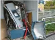  ?? Foto: dpa ?? Der explodiert­e Fahrkarten­automat am S-Bahnhof Halle Neustadt.