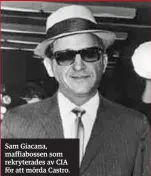  ??  ?? Sam Giacana, maffiaboss­en som rekryterad­es av CIA för att mörda Castro.