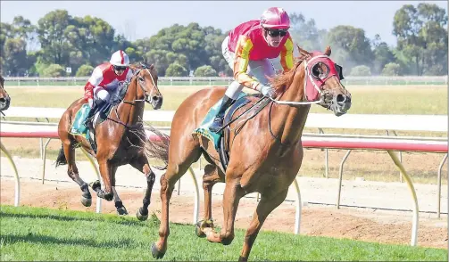  ?? Picture: Brendan McCarthy/Racing Photos ?? Lucky charm: The Gwenda Johnstone-trained Bon Shadow, pictured winning at Echuca in December, will be going for her first win since then at tomorrow’s Echuca meeting.