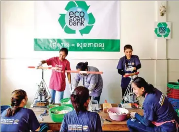  ?? SUPPLIED ?? The soap that ESB donates to organisati­ons and schools is made from soap collected from hotels and guesthouse­s. These soap bars are cleaned, sterilised and dried in the sunlight for a few days.