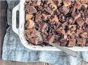  ?? ASHLEY MCLAUGHLIN ?? Don’t let day-old bread go to waste: Make this Mexican Hot Chocolate Bread Pudding instead.