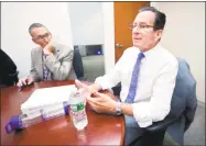  ?? Arnold Gold / Hearst Connecticu­t Media ?? Gov. Dannel P. Malloy with his budget chief, Ben Barnes, secretary of the Office of Policy and Management.