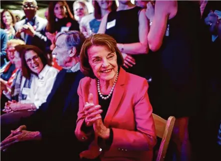  ?? Gabrielle Lurie/The Chronicle 2018 ?? Top: Sen. Feinstein at her election party Nov. 6, 2018. In her last term in a momentous political career, she no longer filled high-profile leadership roles.